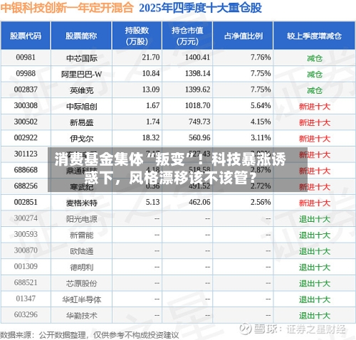 消费基金集体“叛变”！科技暴涨诱惑下，风格漂移该不该管？-第2张图片